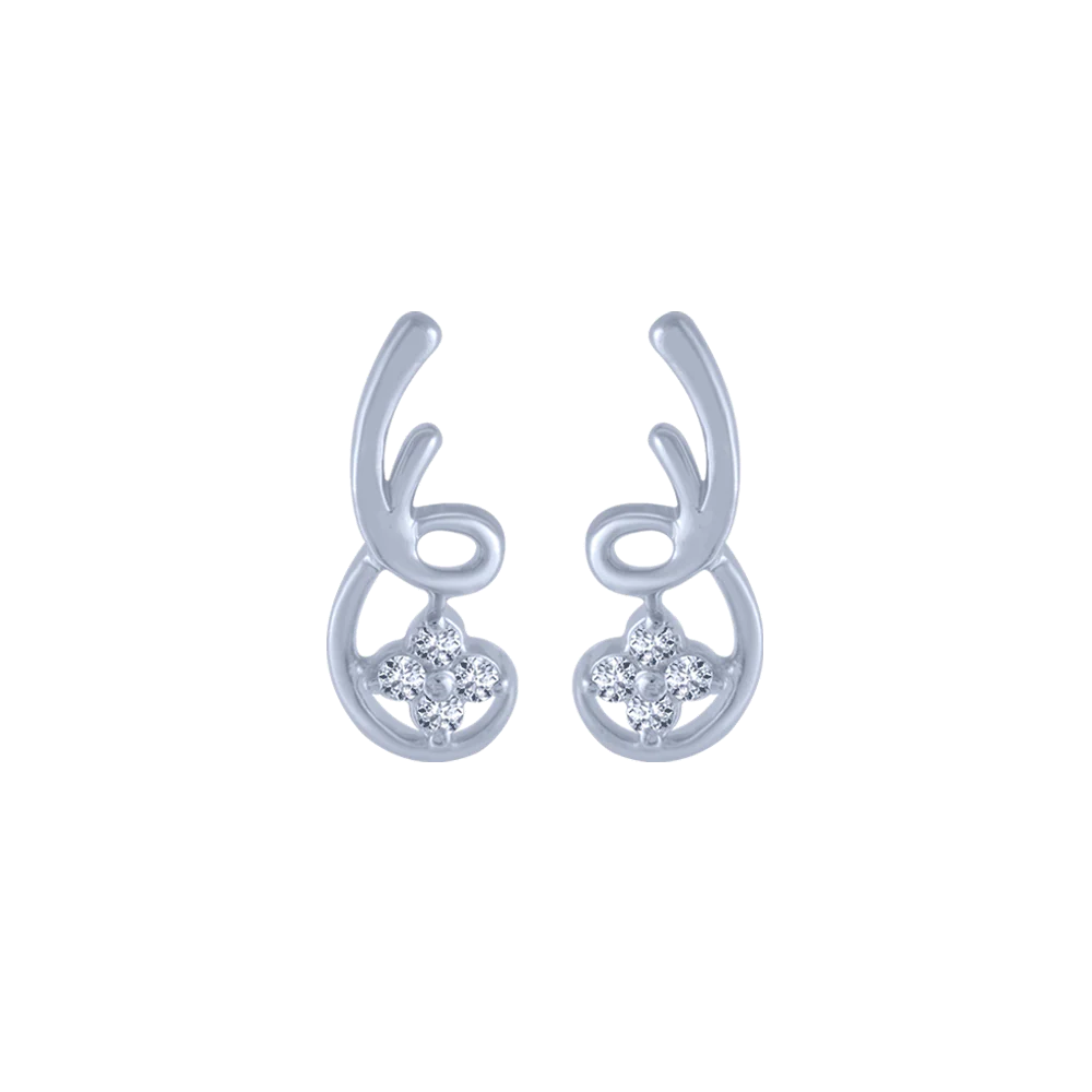18KT (750) White Gold And Diamond Stud Earrings For Women