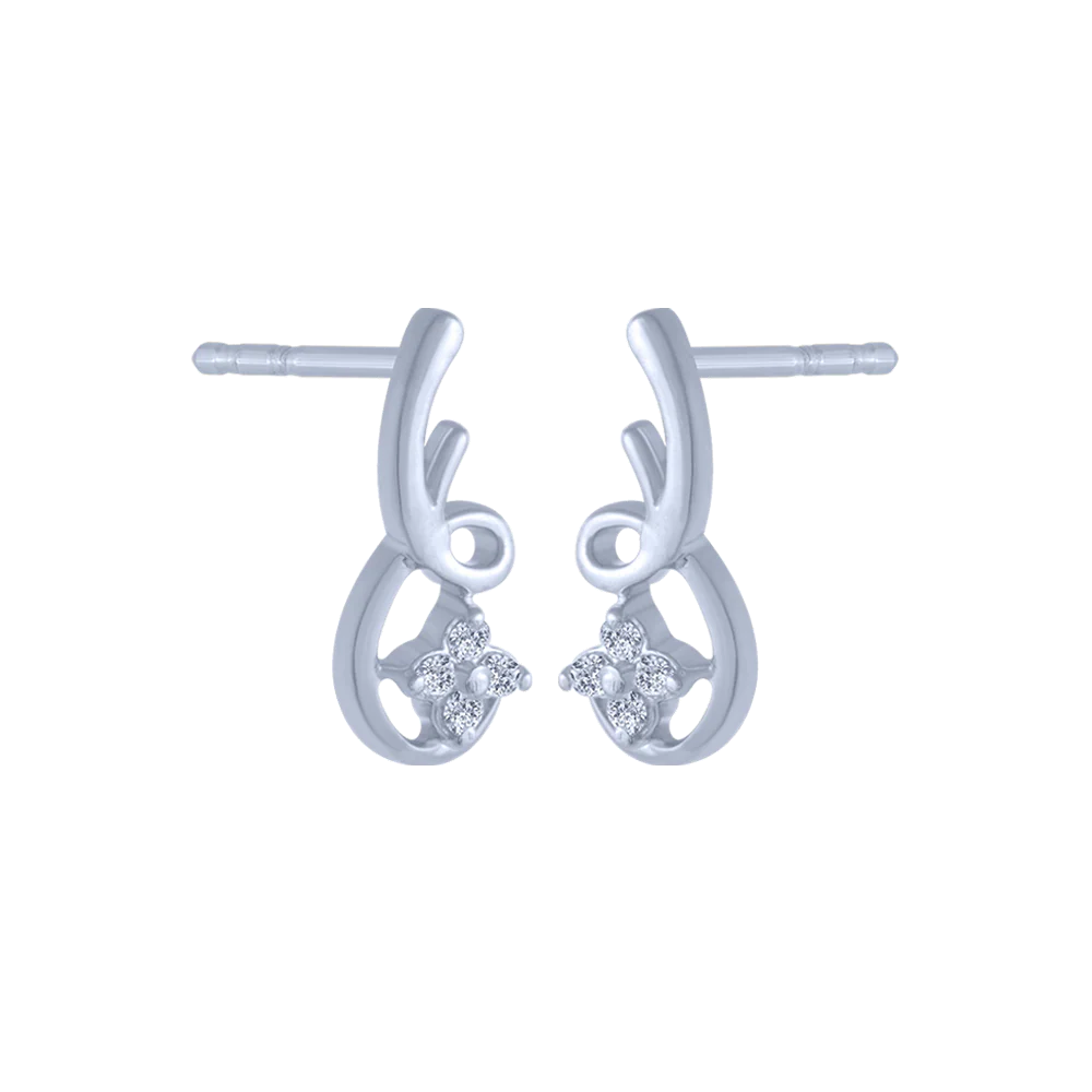 18KT (750) White Gold And Diamond Stud Earrings For Women - Image 3
