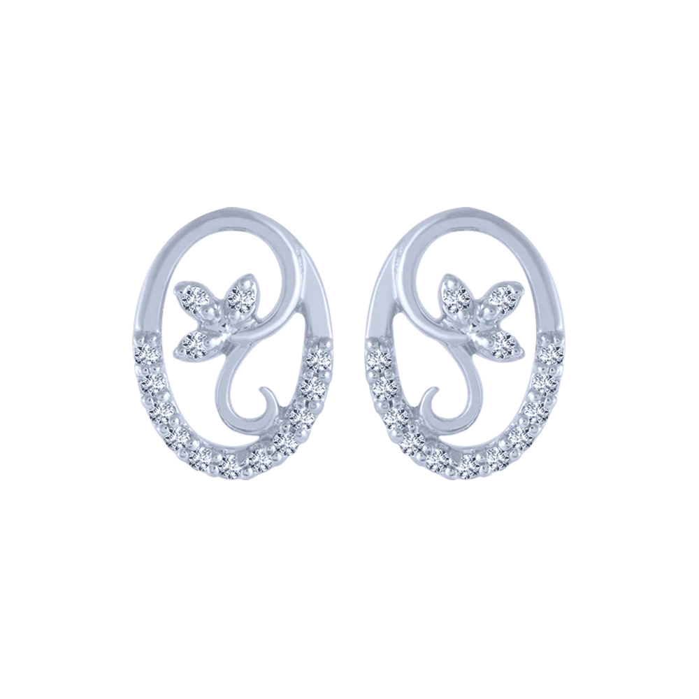 18KT (750) White Gold And Diamond Stud Earrings For Women