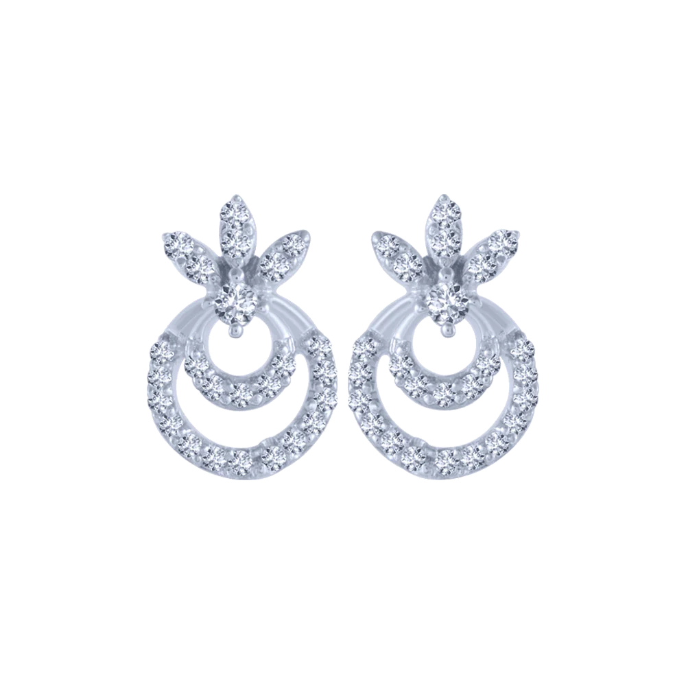 18KT (750) White Gold And Diamond Stud Earrings For Women
