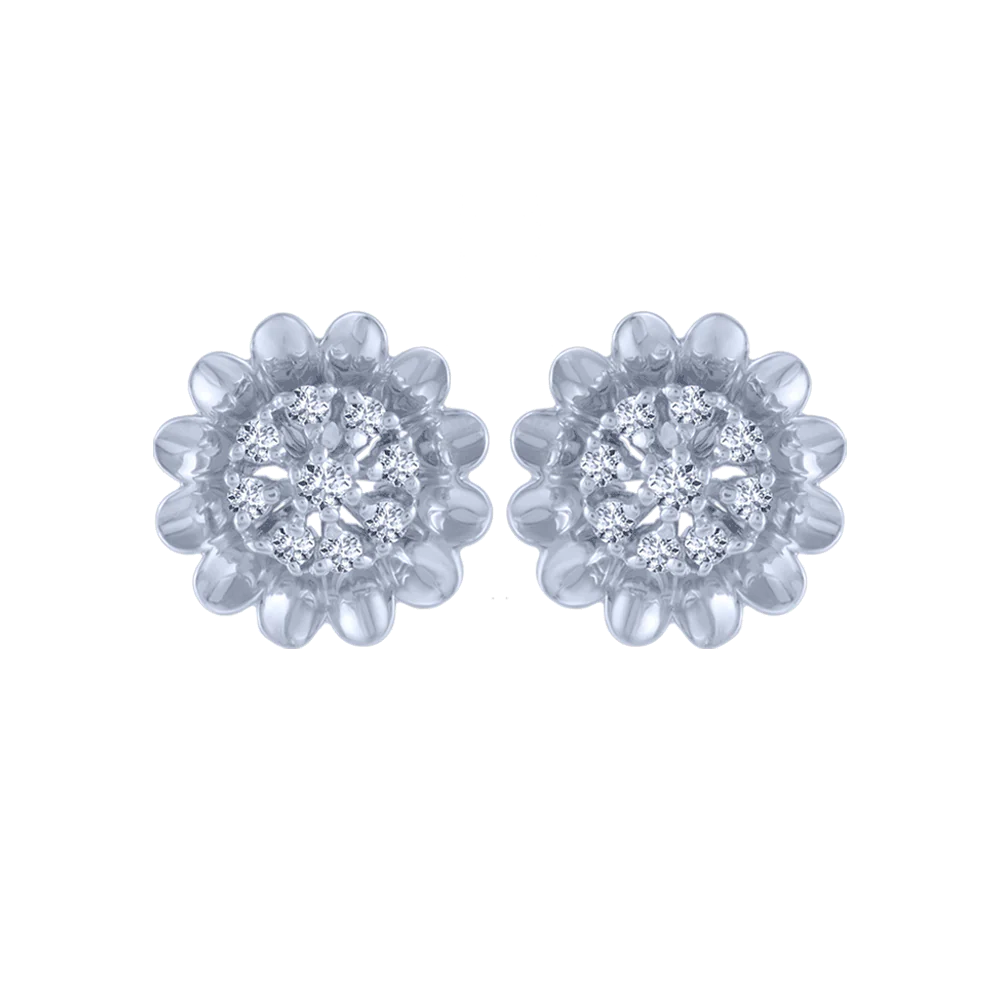 18KT (750) White Gold And Diamond Stud Earrings For Women