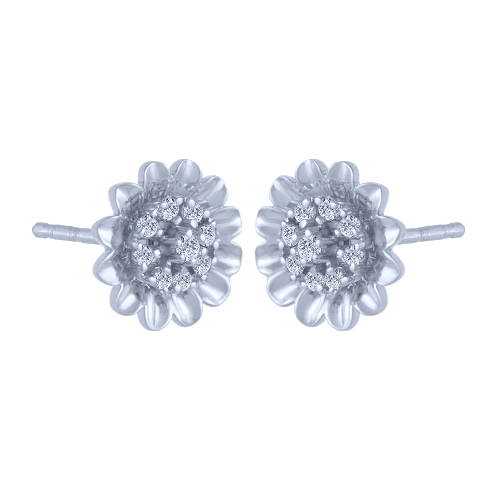 18KT (750) White Gold And Diamond Stud Earrings For Women - Image 3