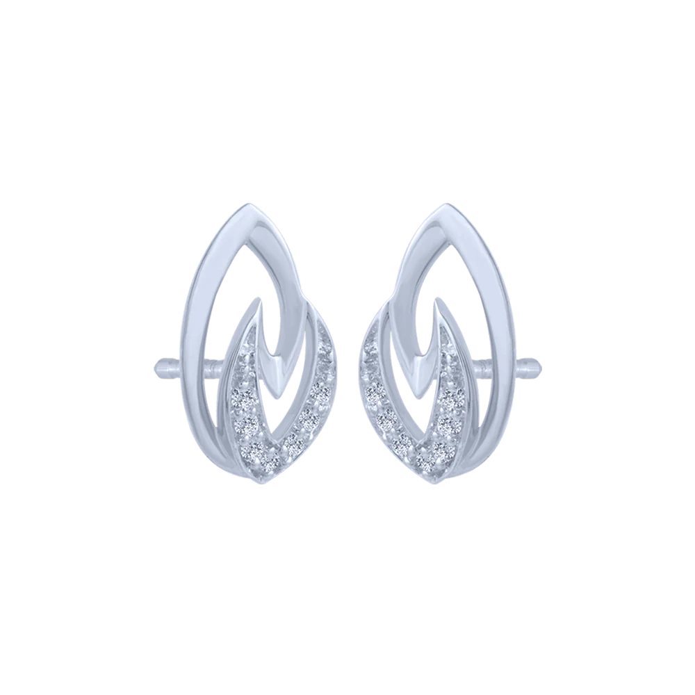 18KT (750) White Gold And Diamond Stud Earrings For Women - Image 3