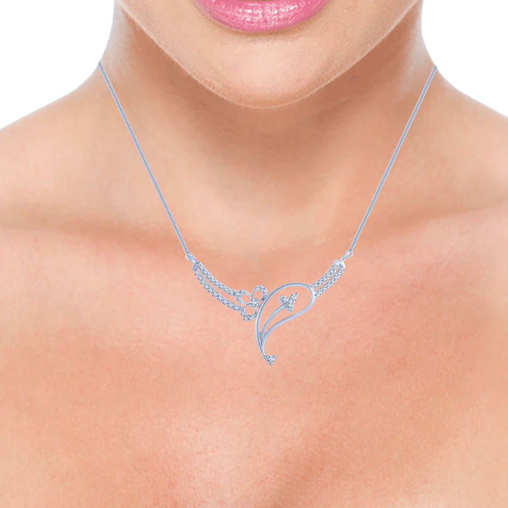18KT (750) White Gold And Solitaire Pendant For Women - Image 2