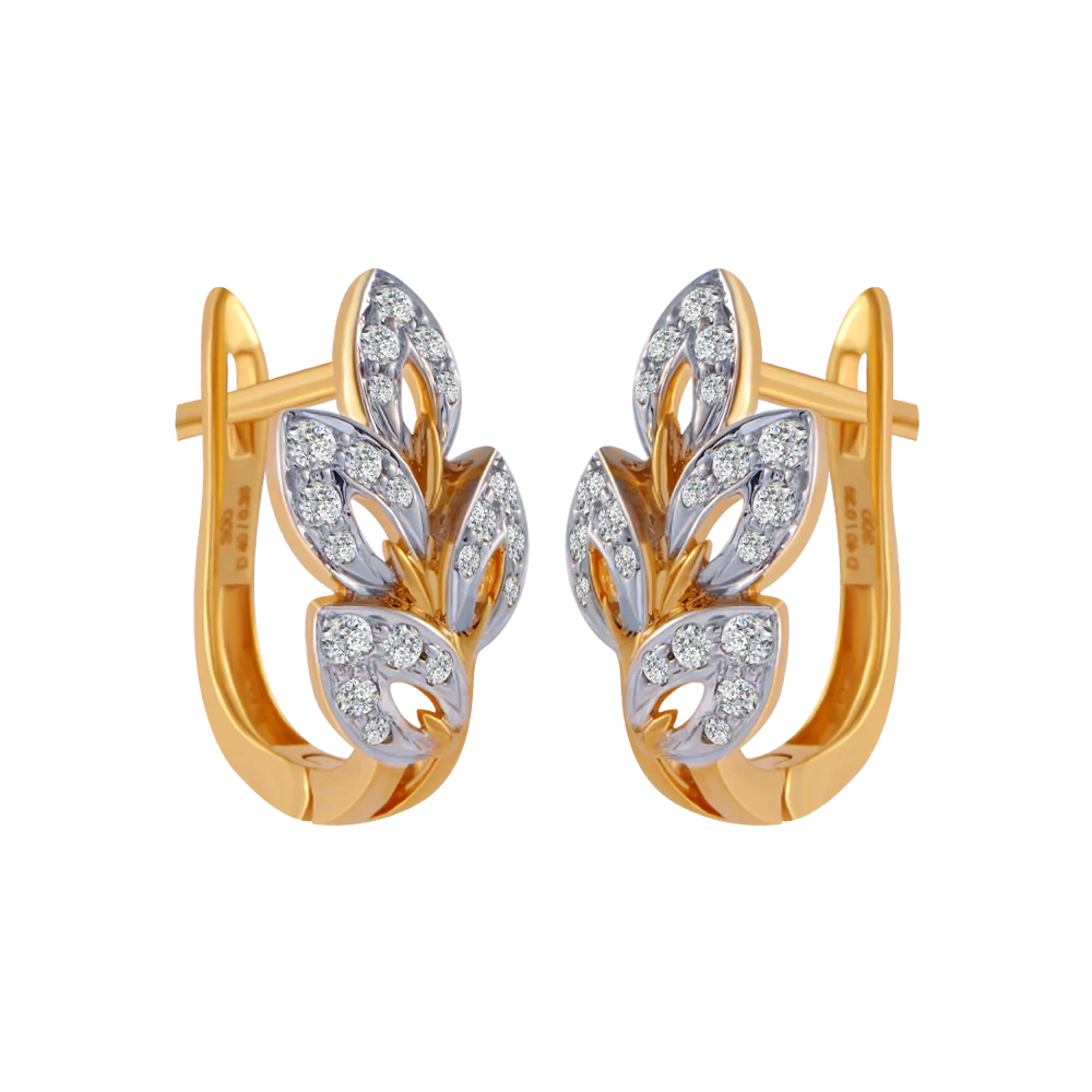 18KT (750) Yellow Gold And Diamond Clip-on Earrings For Women