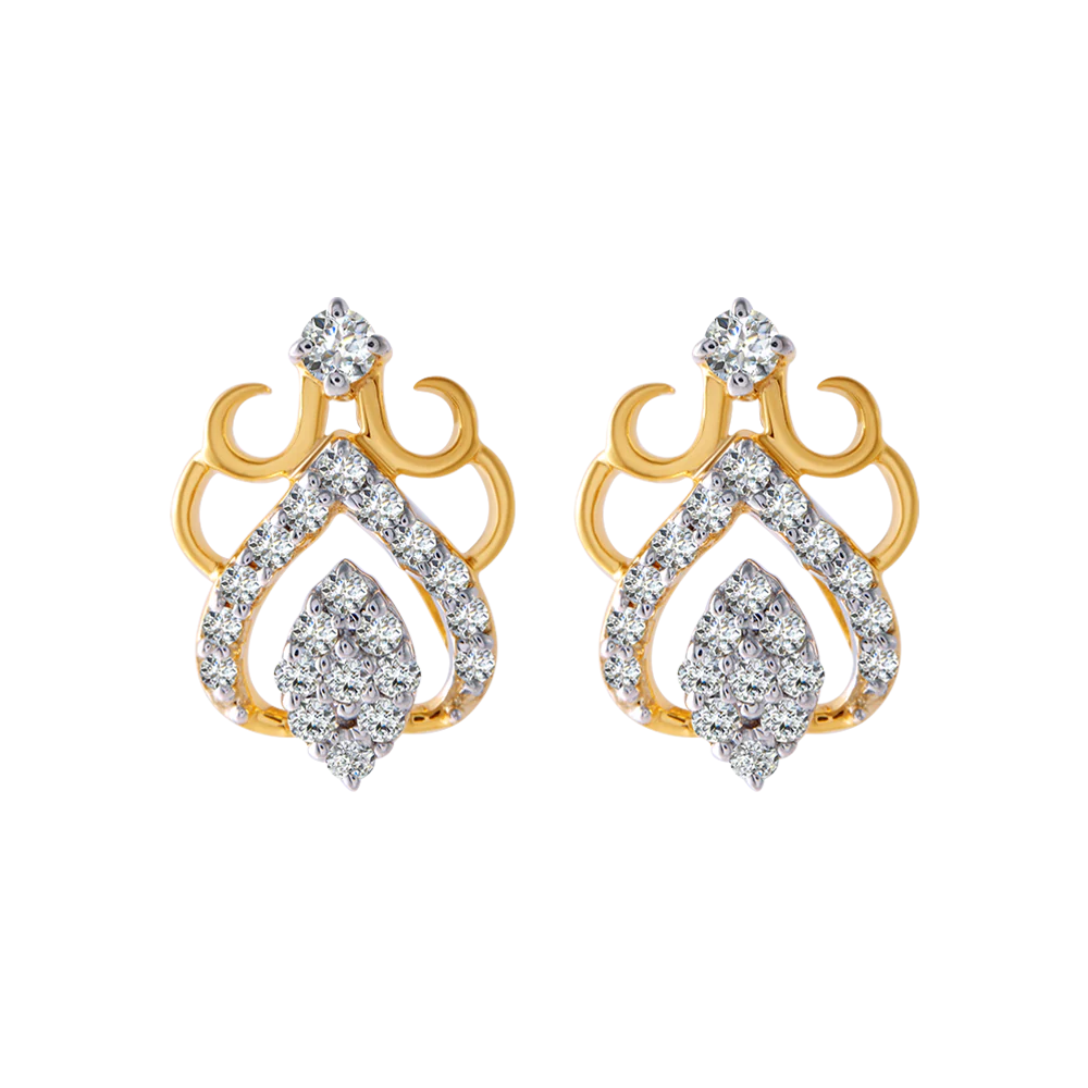 18KT (750) Yellow Gold And Diamond Clip-on Earrings For Women