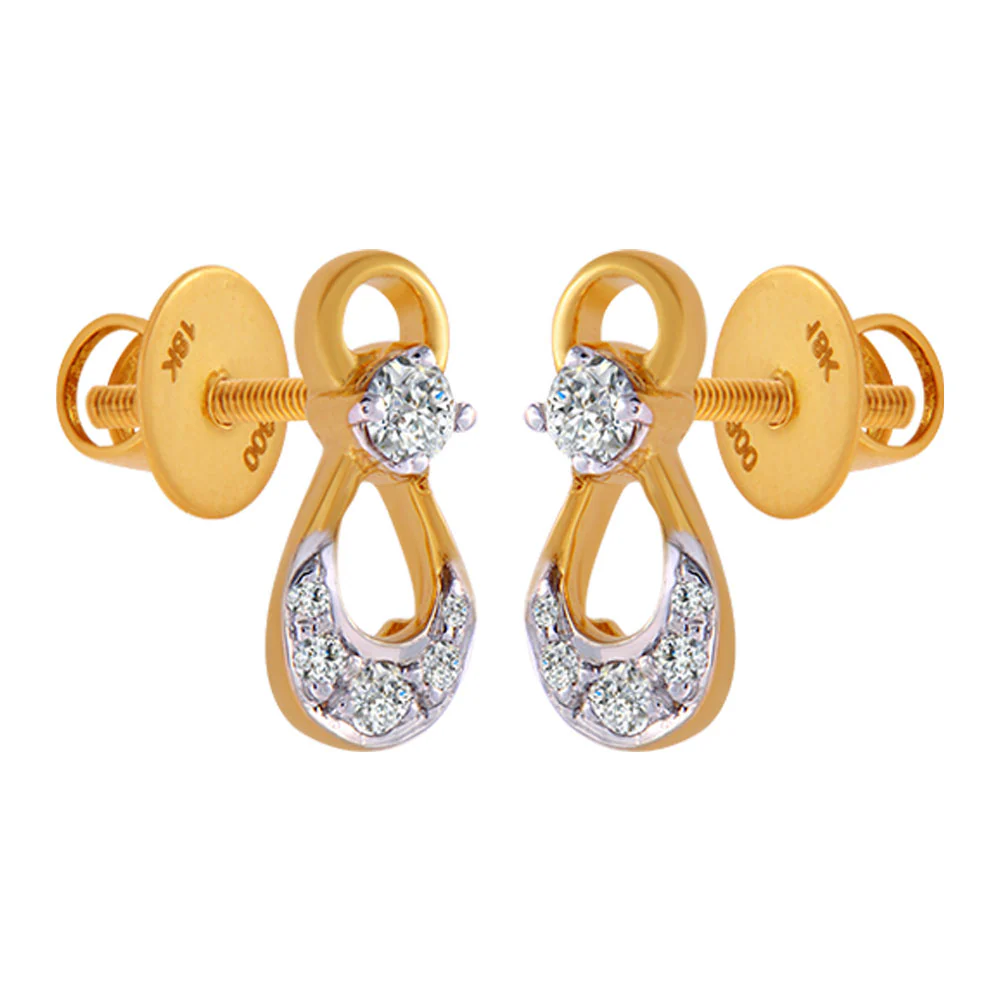 18KT (750) Yellow Gold And Diamond Clip-on Earrings For Women - Image 3