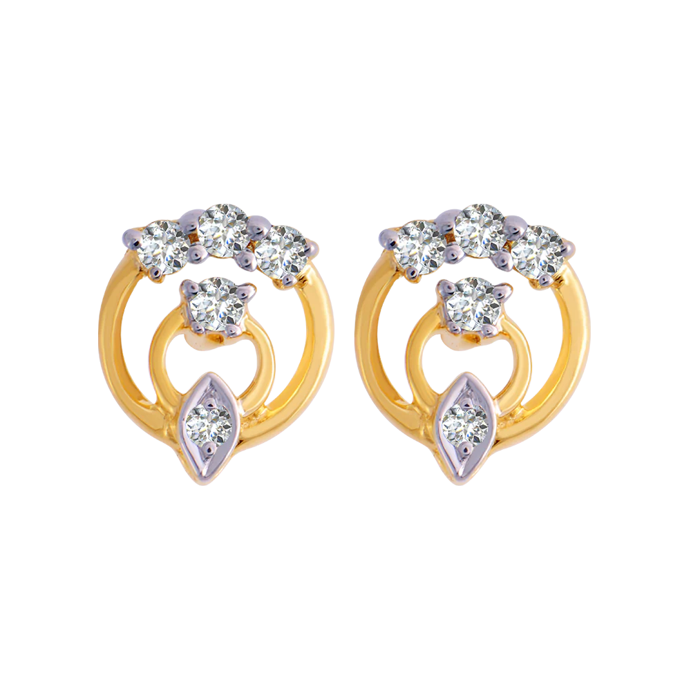 18KT (750) Yellow Gold And Diamond Clip-on Earrings For Women