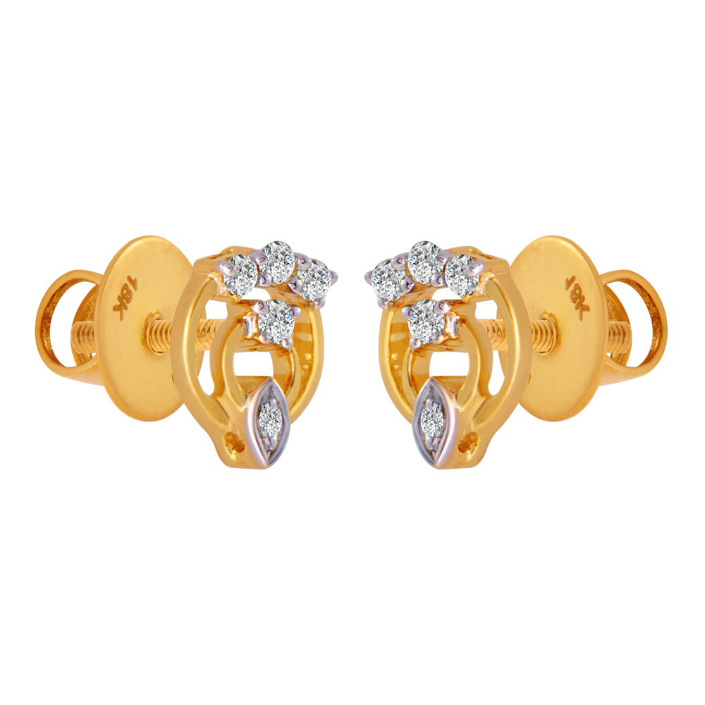 18KT (750) Yellow Gold And Diamond Clip-on Earrings For Women - Image 2