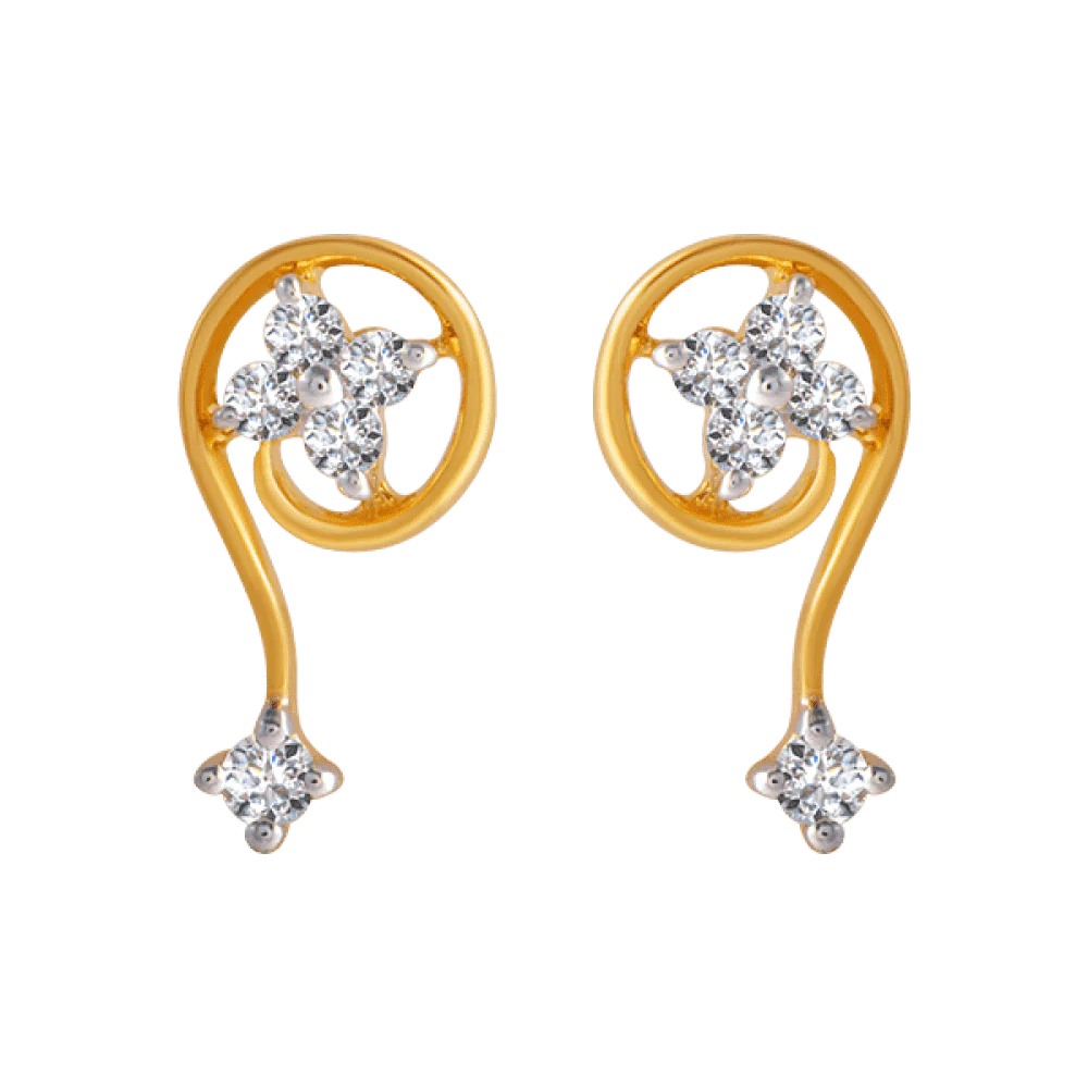 18KT (750) Yellow Gold And Diamond Clip-on Earrings For Women