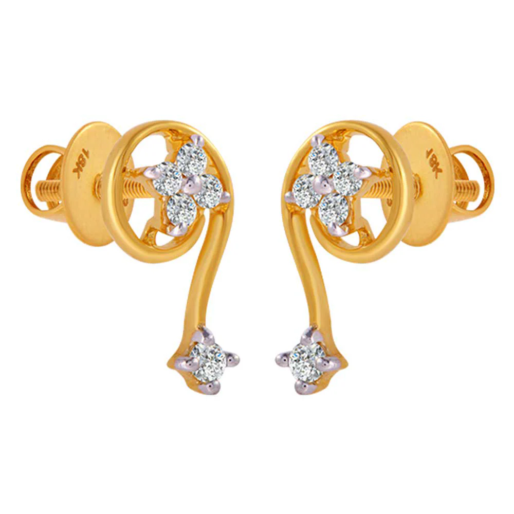 18KT (750) Yellow Gold And Diamond Clip-on Earrings For Women - Image 2