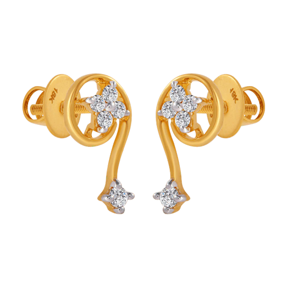 18KT (750) Yellow Gold And Diamond Clip-on Earrings For Women - Image 4