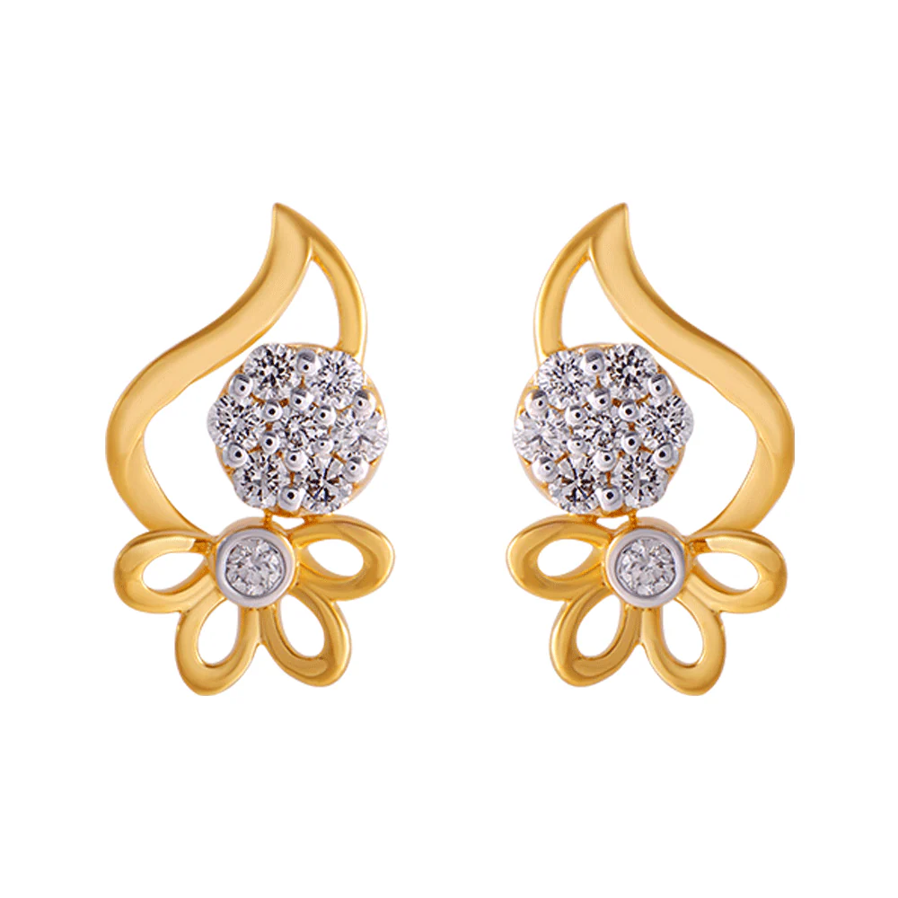 18KT (750) Yellow Gold And Diamond Clip-on Earrings For Women - Image 3