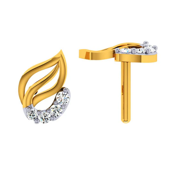 18KT (750) Yellow Gold And Diamond Earring For Women - Image 4