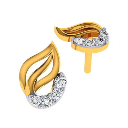 18KT (750) Yellow Gold And Diamond Earring For Women - Image 6