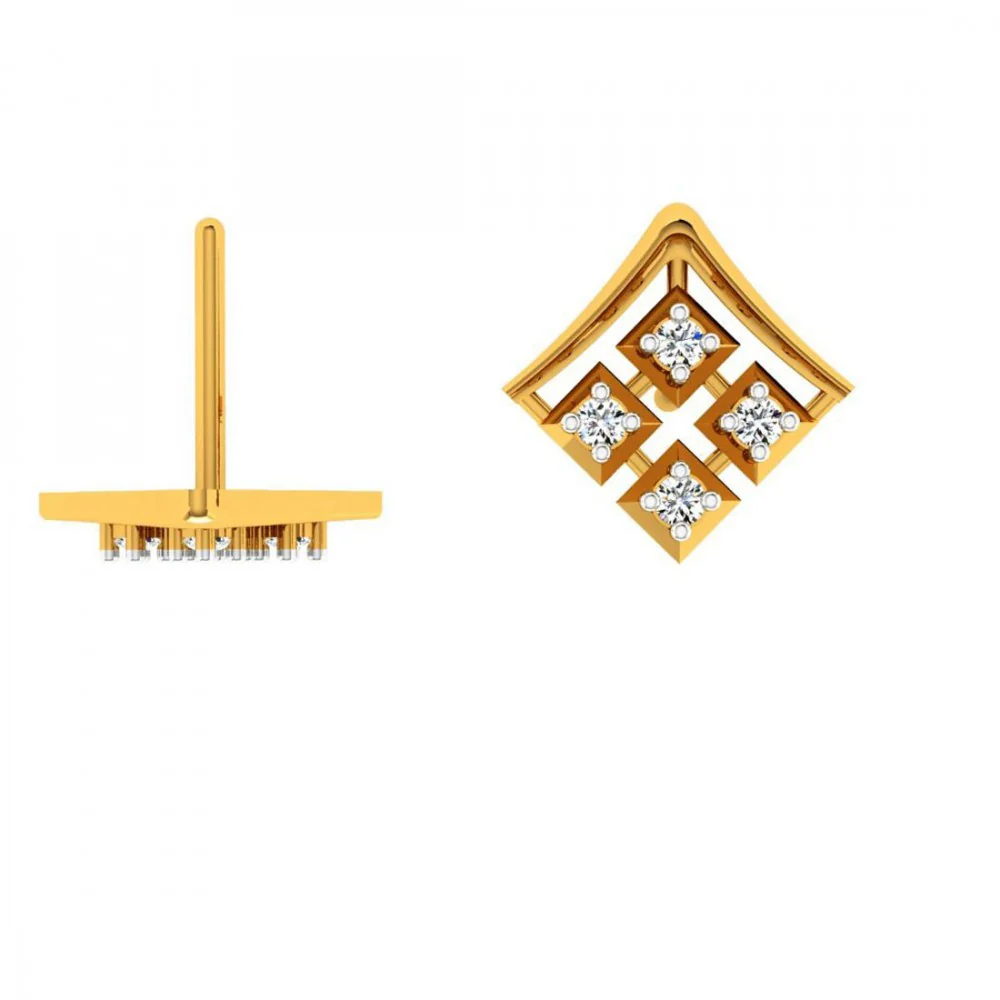 18KT (750) Yellow Gold And Diamond Earring For Women - Image 2