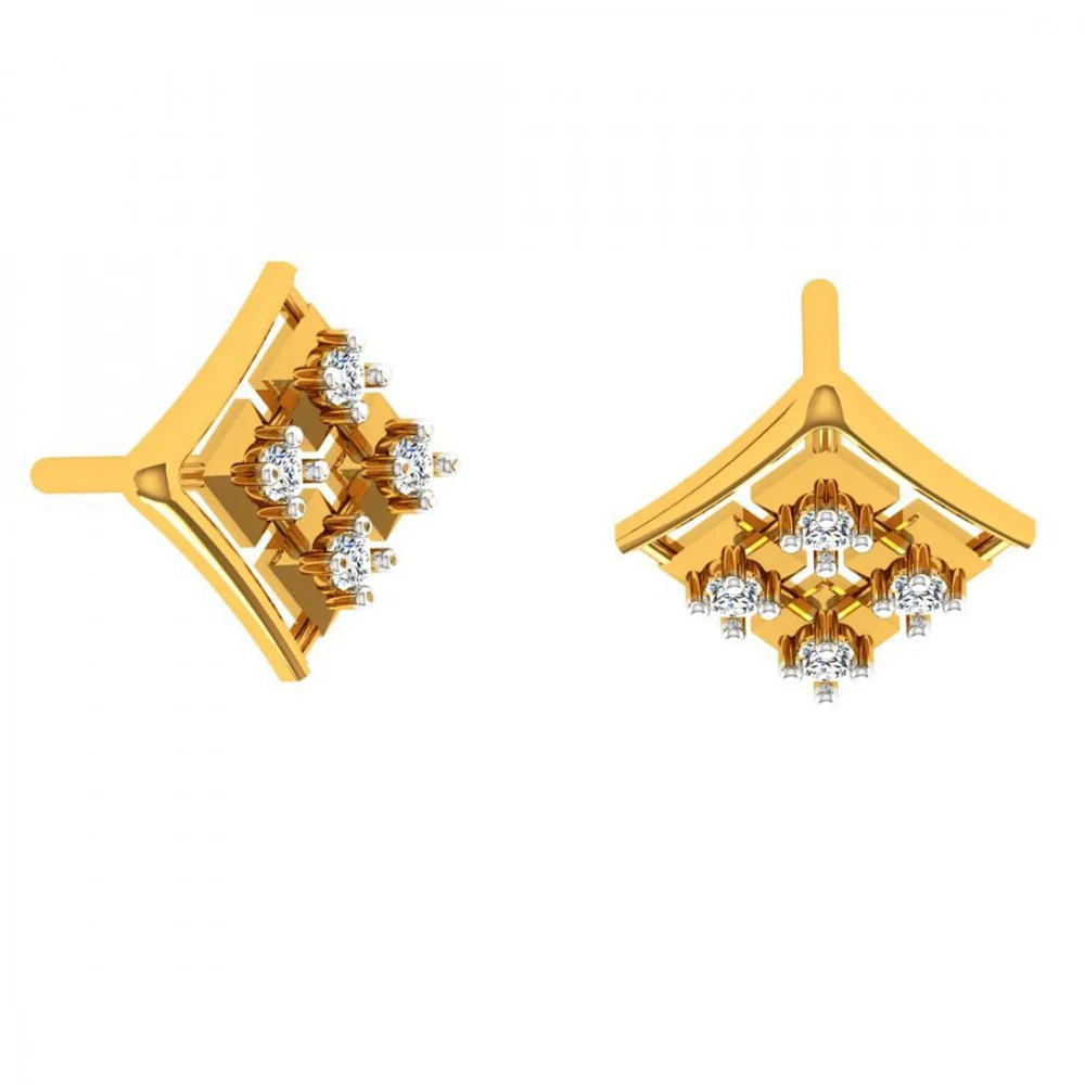 18KT (750) Yellow Gold And Diamond Earring For Women - Image 6