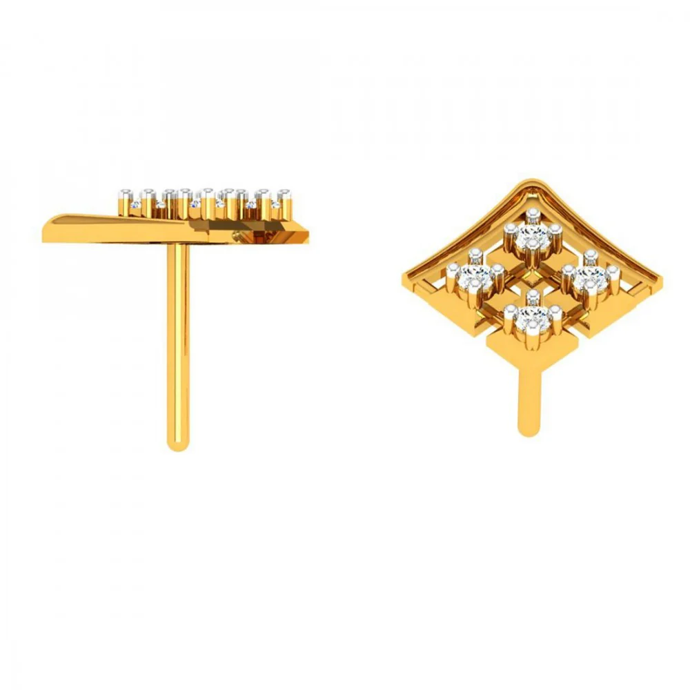 18KT (750) Yellow Gold And Diamond Earring For Women - Image 7