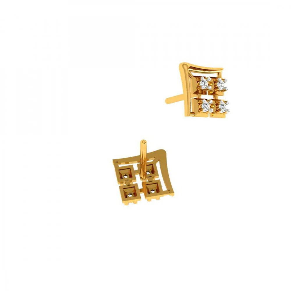 18KT (750) Yellow Gold And Diamond Earring For Women - Image 8