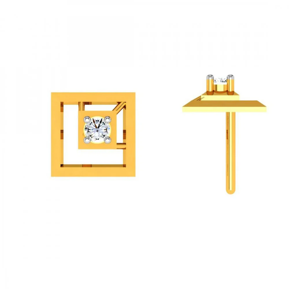 18KT (750) Yellow Gold And Diamond Earring For Women - Image 2