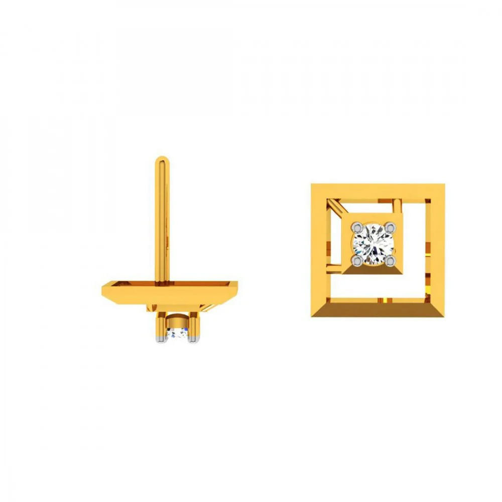 18KT (750) Yellow Gold And Diamond Earring For Women - Image 3