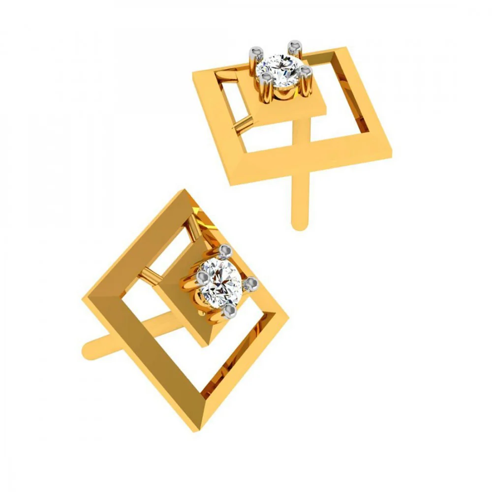 18KT (750) Yellow Gold And Diamond Earring For Women - Image 5