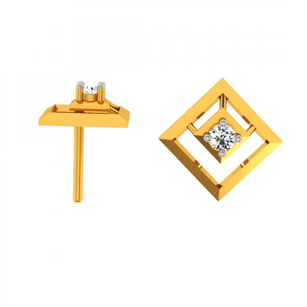 18KT (750) Yellow Gold And Diamond Earring For Women - Image 6