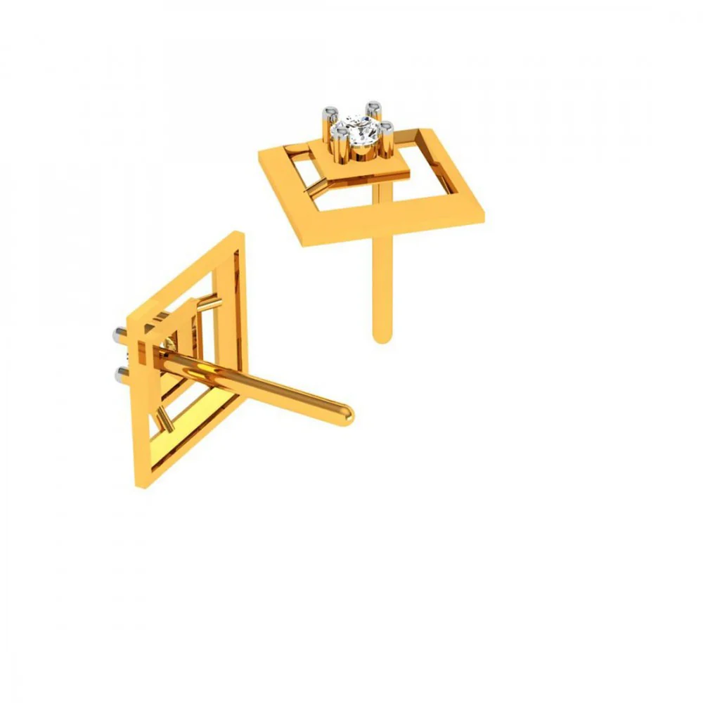 18KT (750) Yellow Gold And Diamond Earring For Women - Image 7