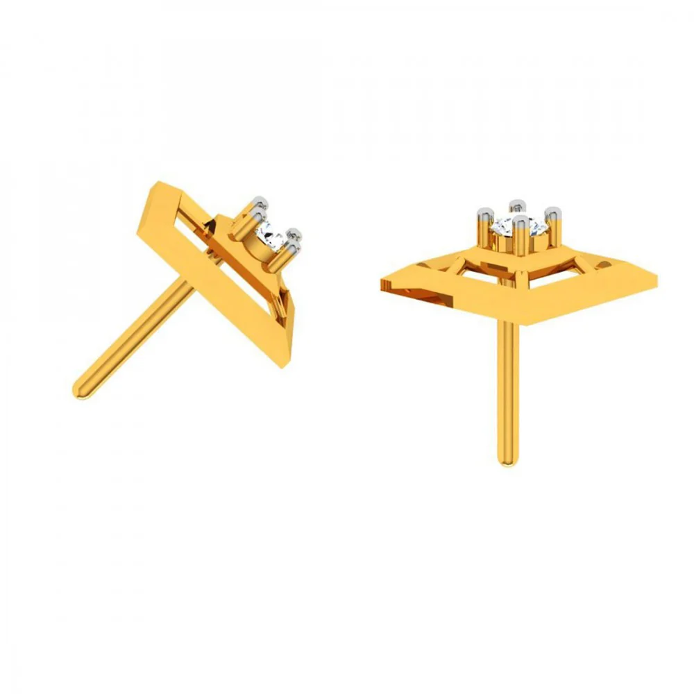 18KT (750) Yellow Gold And Diamond Earring For Women - Image 8