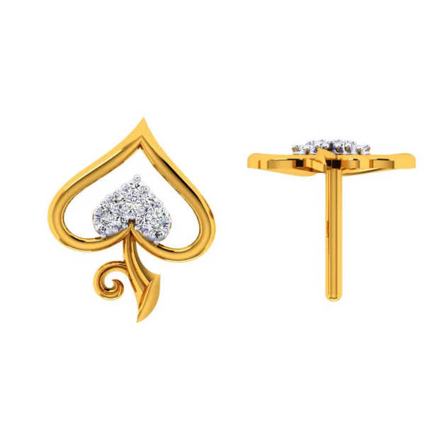 18KT (750) Yellow Gold And Diamond Earring For Women - Image 3