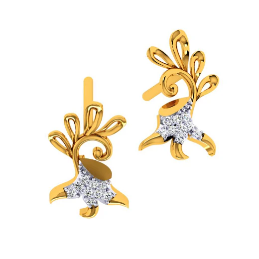 18KT (750) Yellow Gold And Diamond Earring For Women - Image 6