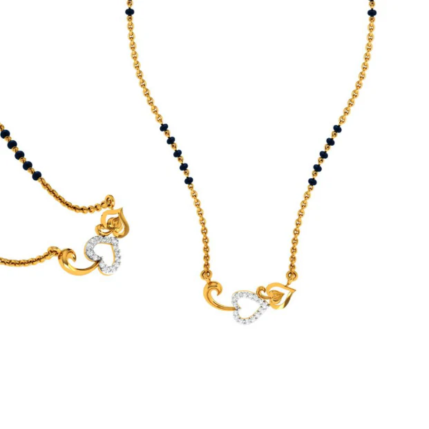 18KT (750) Yellow Gold And Diamond Mangalsutra (artificial Beaded) For Women - Image 3
