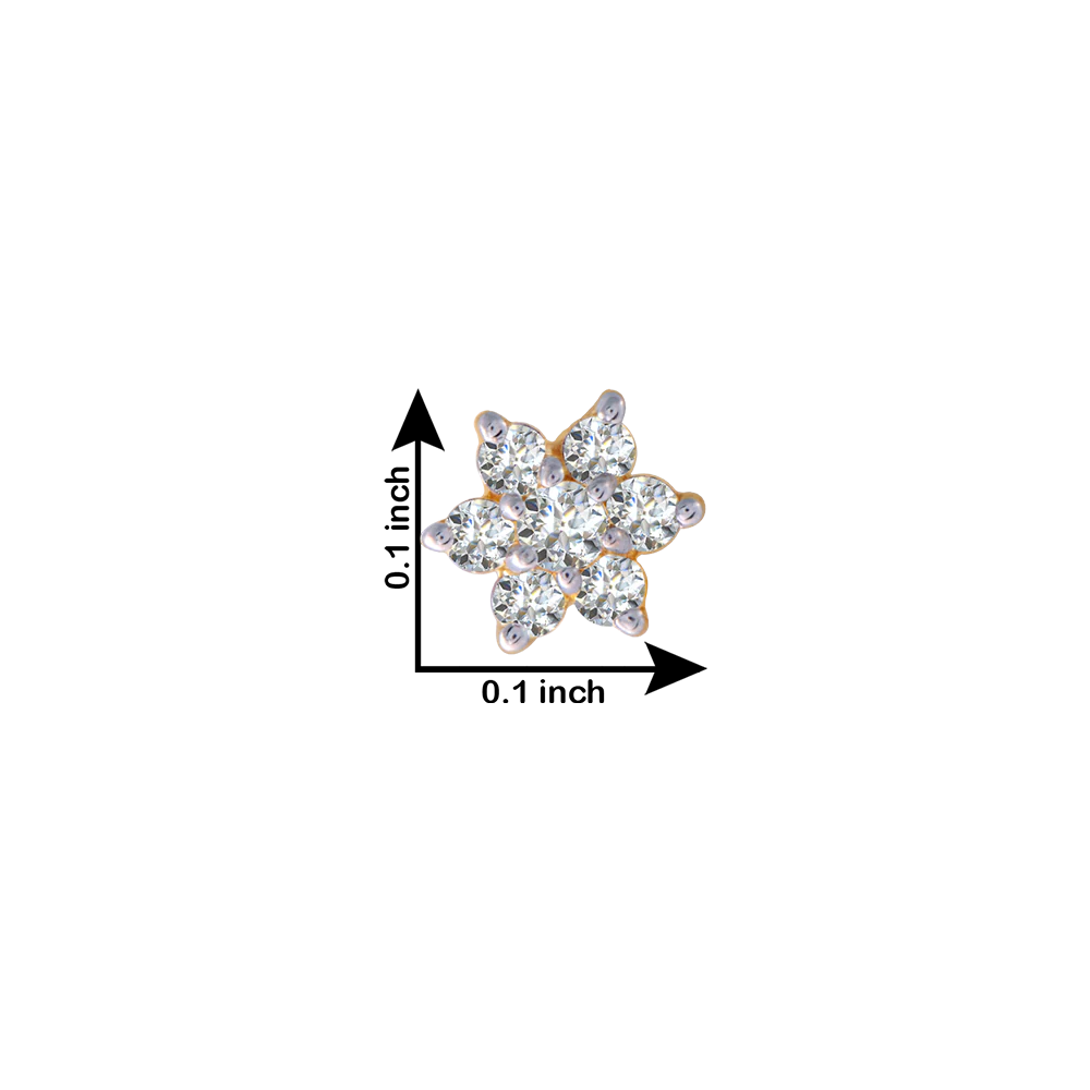 18KT (750) Yellow Gold And Diamond Nose Pin For Women - Image 3