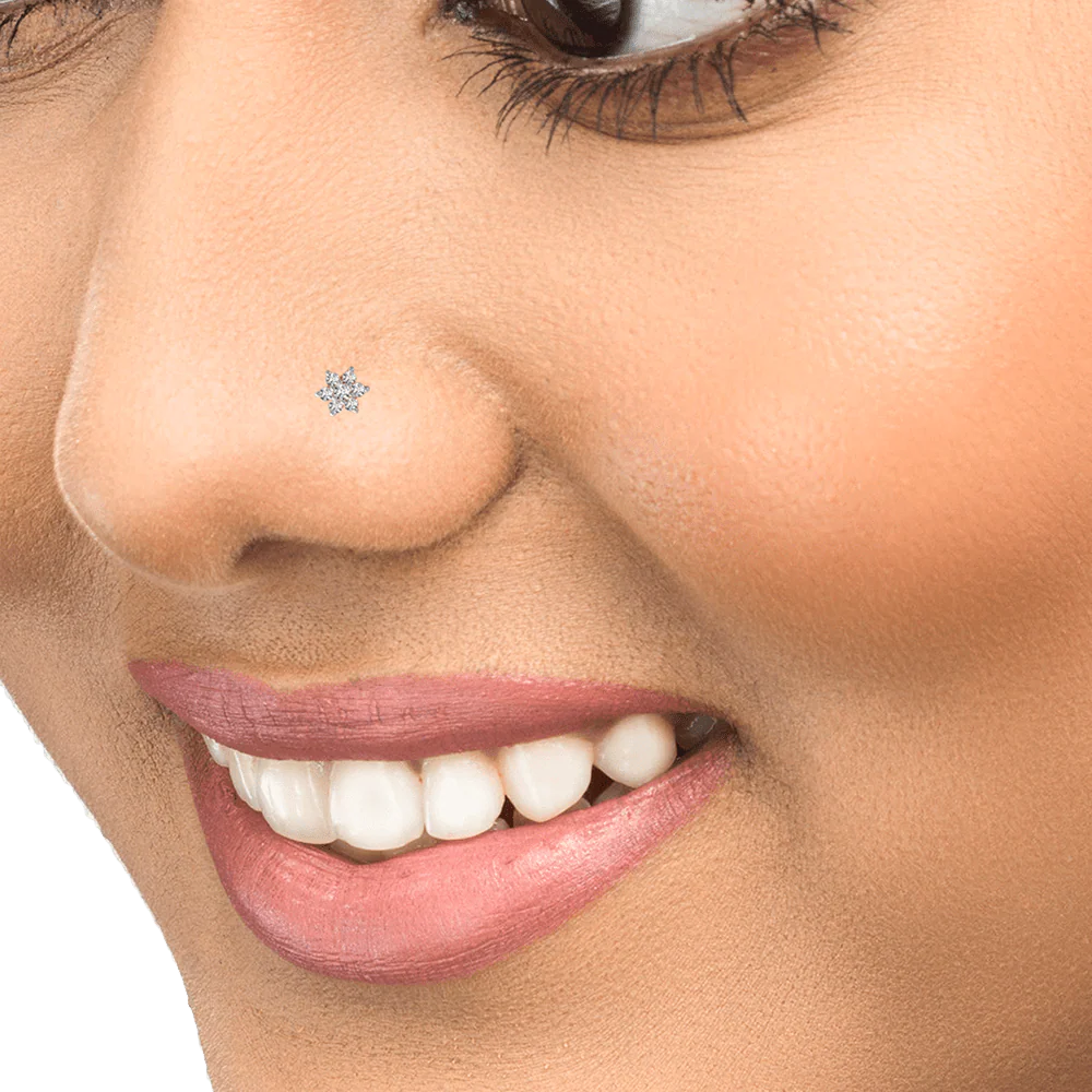 18KT (750) Yellow Gold And Diamond Nose Pin For Women - Image 4