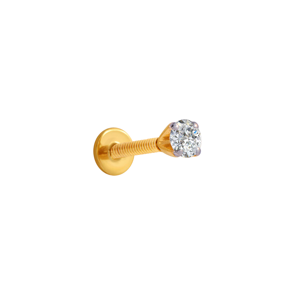 18KT (750) Yellow Gold And Diamond Nose Pin For Women - Image 2