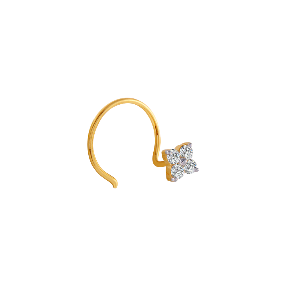 18KT (750) Yellow Gold And Diamond Nose Pin For Women - Image 2