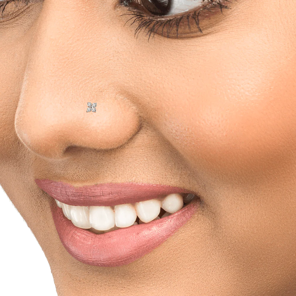 18KT (750) Yellow Gold And Diamond Nose Pin For Women - Image 4