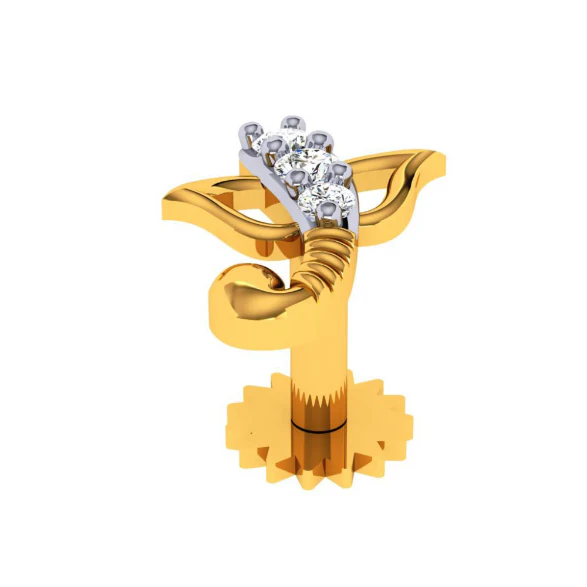 18KT (750) Yellow Gold And Diamond Nosepin For Women - Image 7