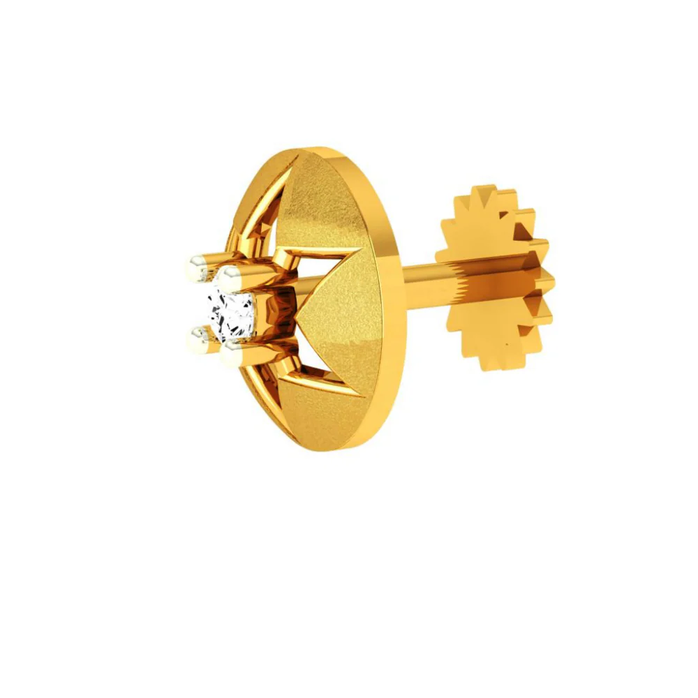 18KT (750) Yellow Gold And Diamond Nosepin For Women - Image 5