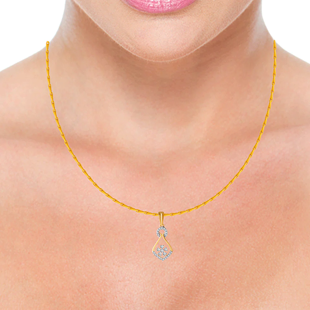 18KT (750) Yellow Gold And Diamond Pendant For Women - Image 3