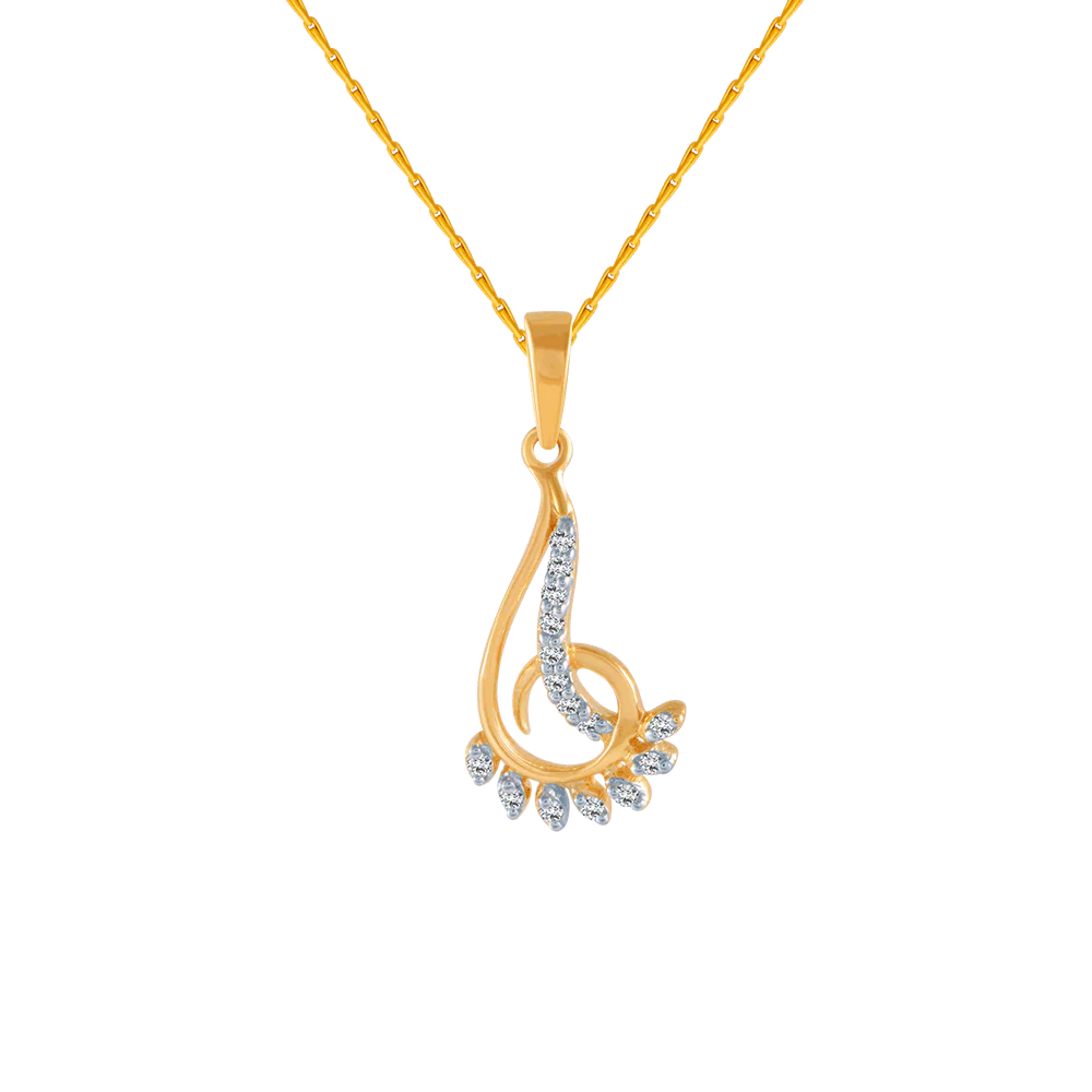 18KT (750) Yellow Gold And Diamond Pendant For Women