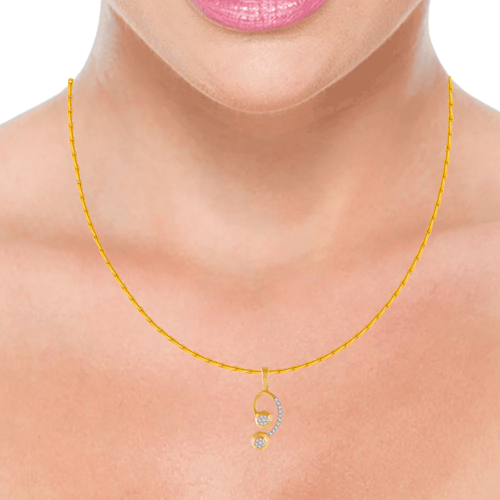 18KT (750) Yellow Gold And Diamond Pendant For Women - Image 2