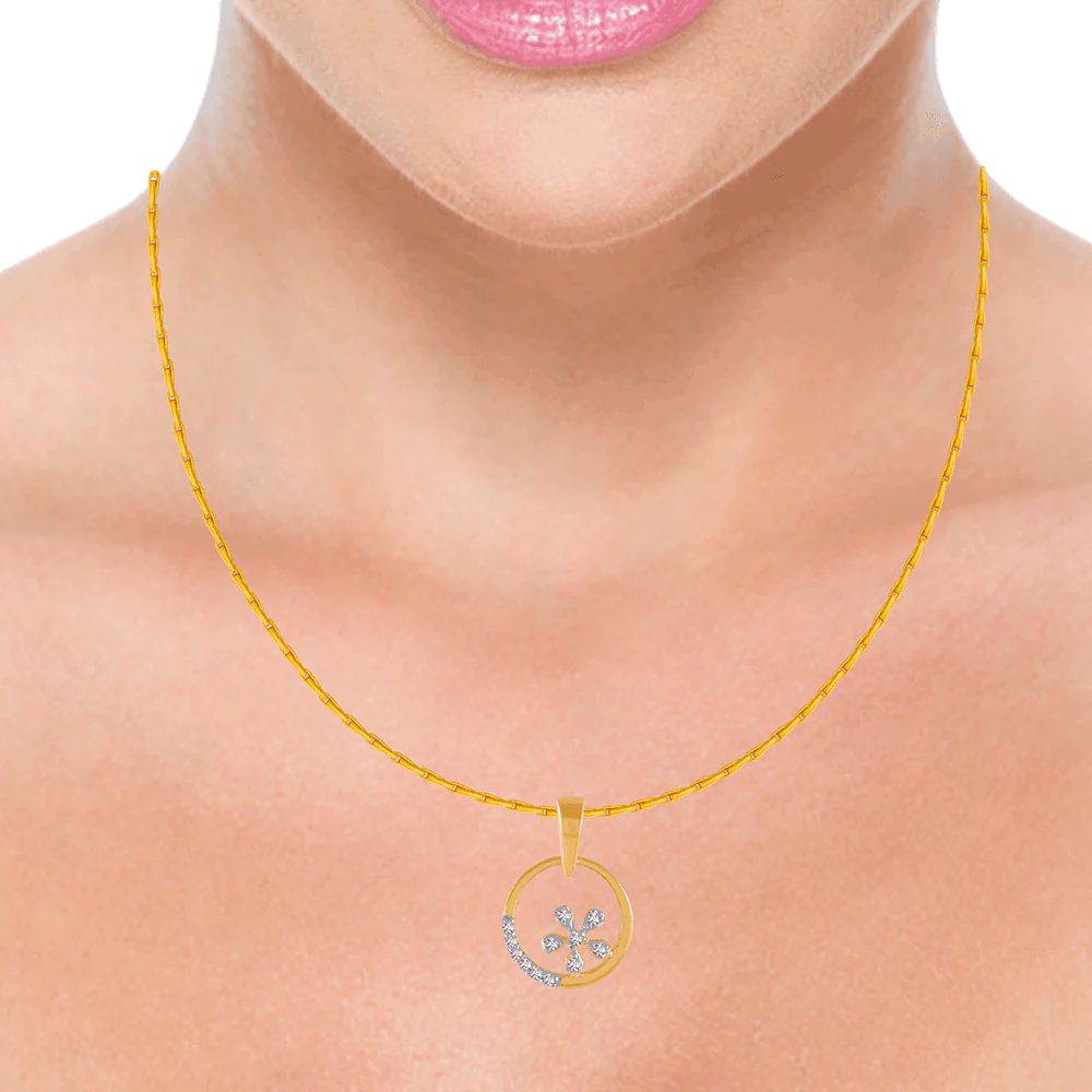 18KT (750) Yellow Gold And Diamond Pendant For Women - Image 2