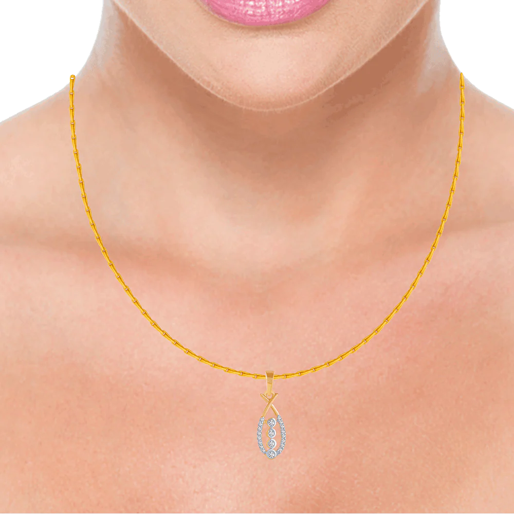 18KT (750) Yellow Gold And Diamond Pendant For Women - Image 2