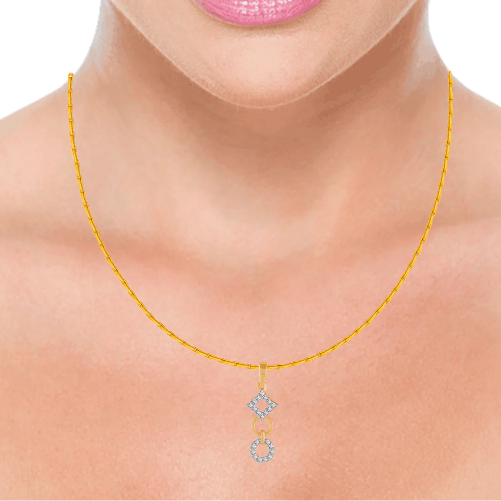 18KT (750) Yellow Gold And Diamond Pendant For Women - Image 2