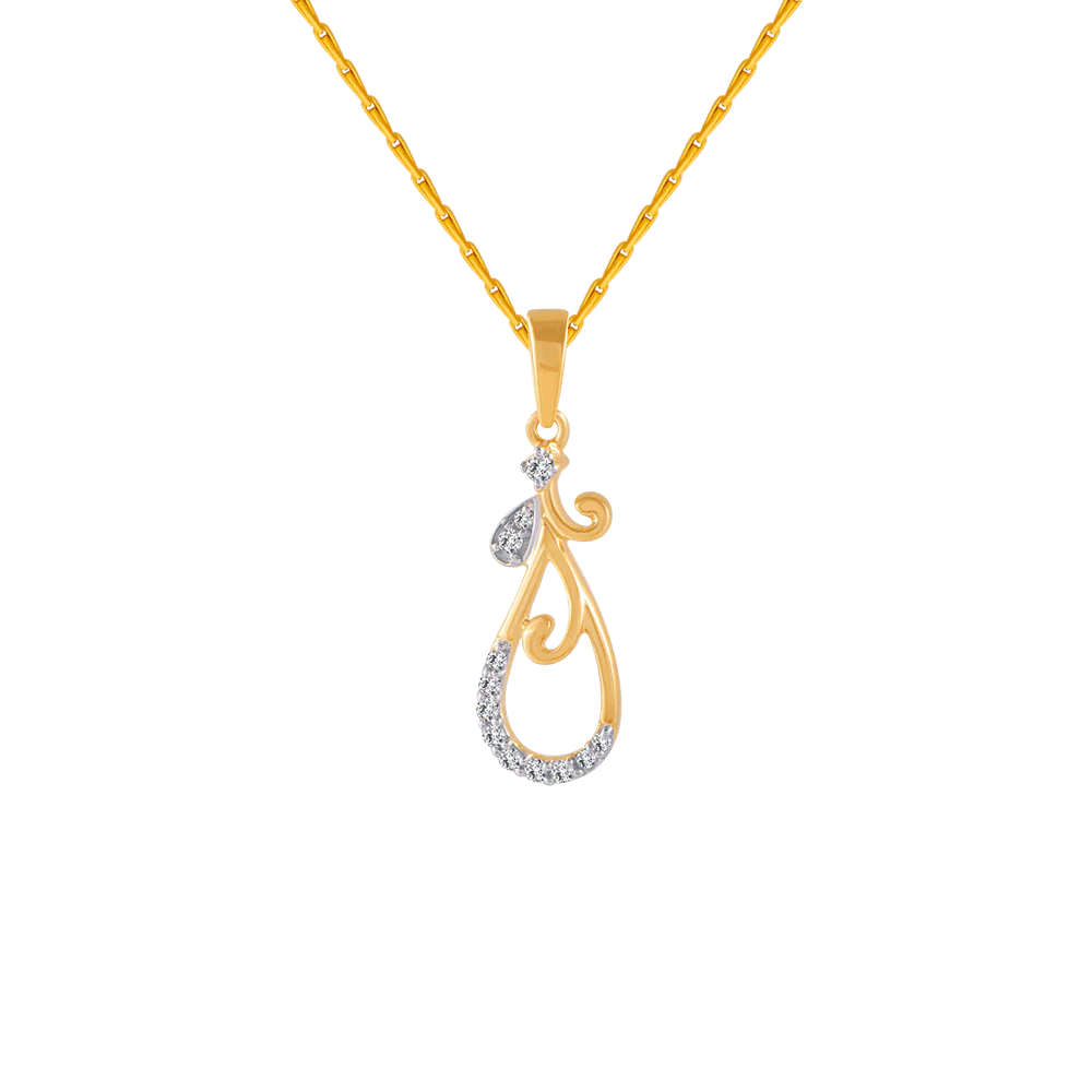 18KT (750) Yellow Gold And Diamond Pendant For Women