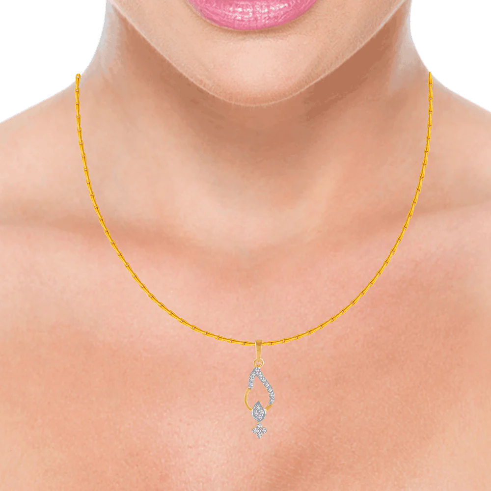18KT (750) Yellow Gold And Diamond Pendant For Women - Image 2