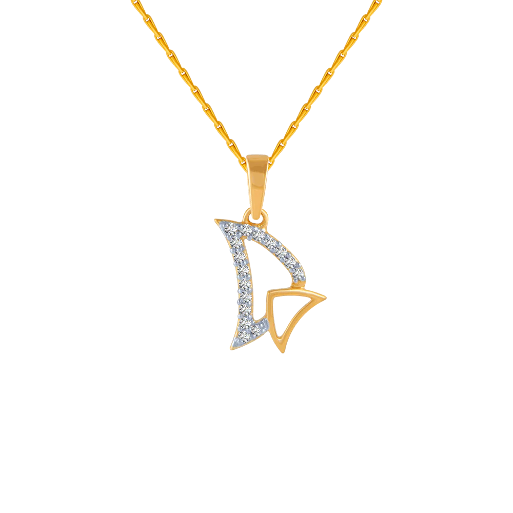 18KT (750) Yellow Gold And Diamond Pendant For Women