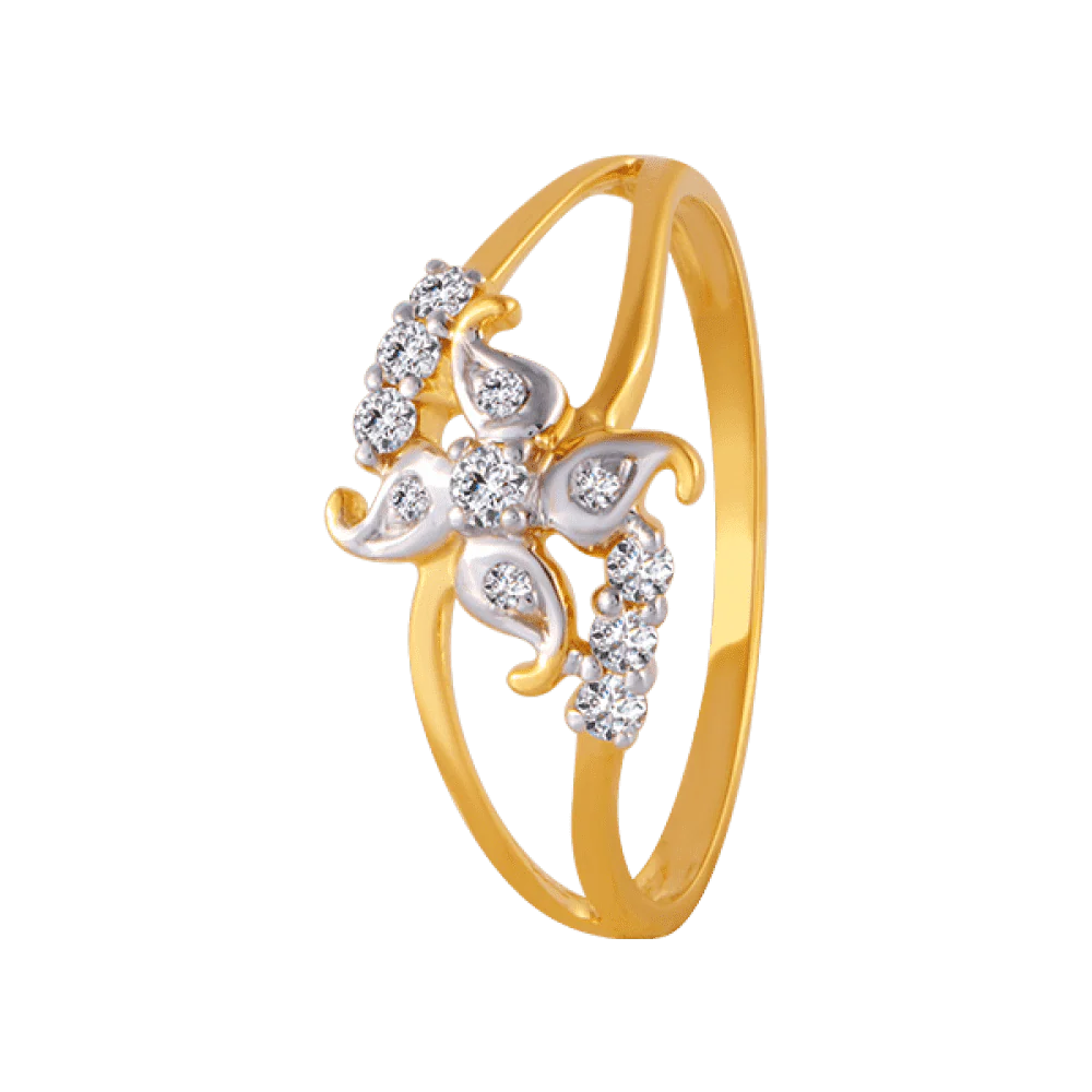 18KT (750) Yellow Gold And Diamond Ring For Women
