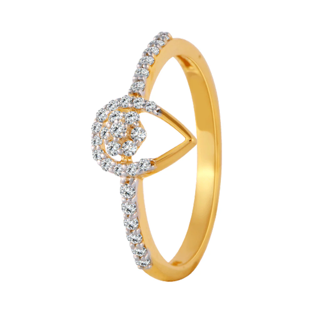 18KT (750) Yellow Gold And Diamond Ring For Women - Image 4